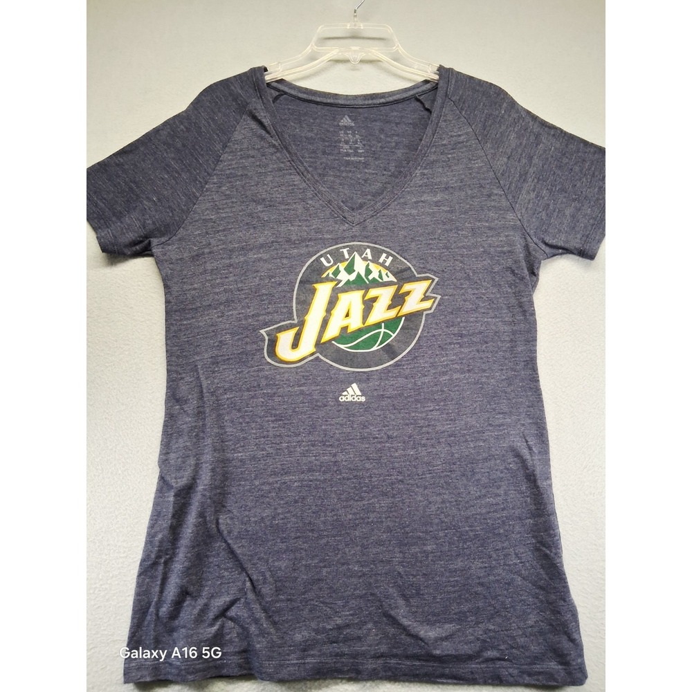 Adidas Utah Jazz Gray Tshirt V Neck Women Size XL